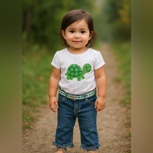 2005 Gymboree PREP CLUB turtle ribbon belt denim Size 2T